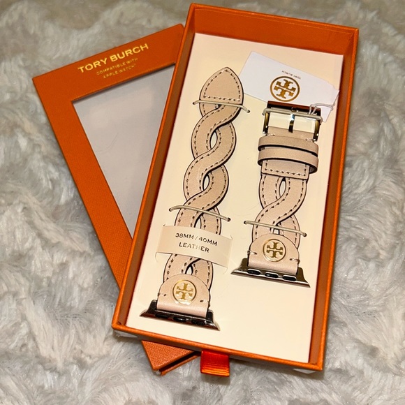 NEW $125 Tory Burch Braided Leather 20mm Apple Watch® Watchband - Picture 2 of 11